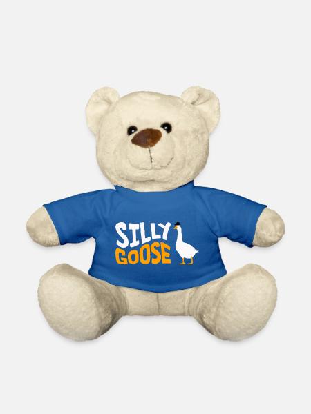 Silly Goose with a hat - Teddy Bear - royal blue