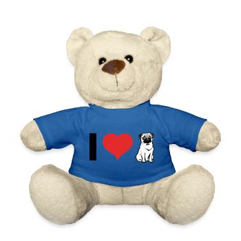 I Love Pugs - Dog Pet Design - Teddy Bear - royal blue - Front