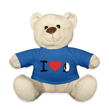 I love Penguins - Pet Design - Teddy Bear - royal blue - Front