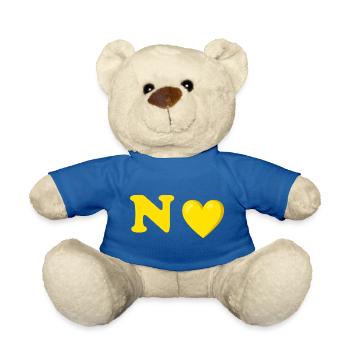 Conception de lettre de coeur jaune - Nounours - bleu roi - Devant