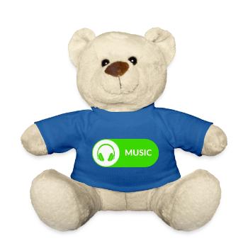 Music button - Teddy Bear - royal blue - Front