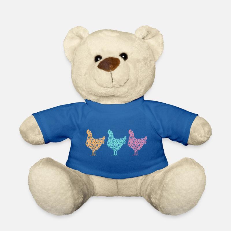 Pastellfarbene Hühner Silhouetten Muster - Teddy - Königsblau