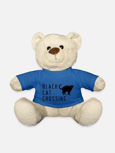 Halloween Black Cat Crossing - Teddy Bear - royal blue
