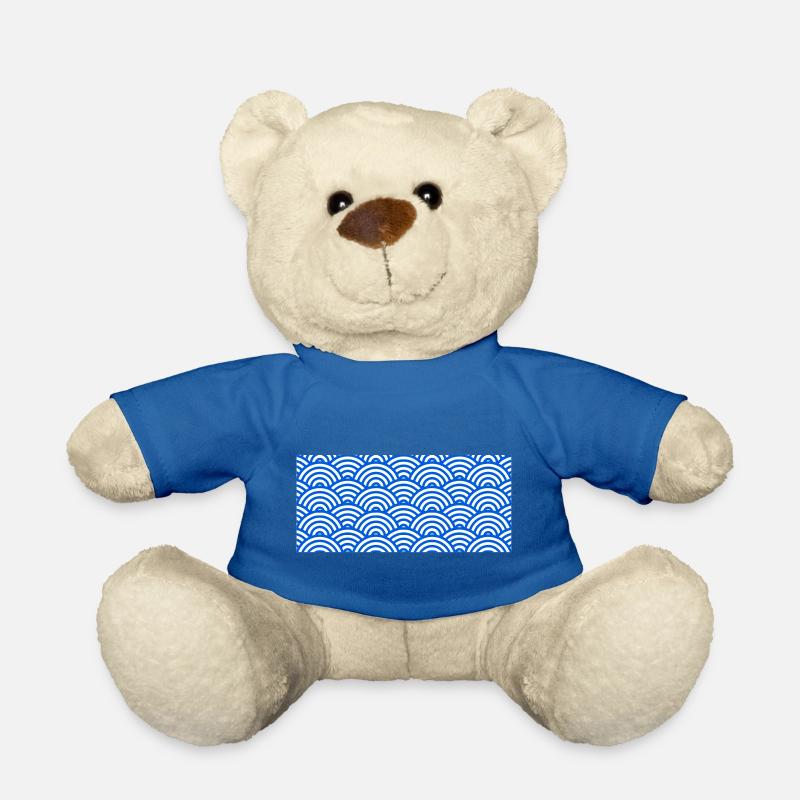 Blue Sushi Waves Pattern - Teddy Bear - royal blue