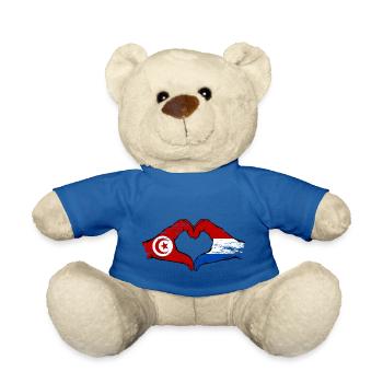 Tunisie Hollande Drapeau Mains Coeur Forme Utilisé - Nounours - bleu roi - Devant