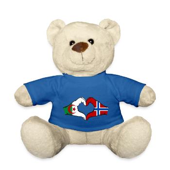 Algeria Norway Flag Hands Heart Shape - Teddy Bear - royal blue - Front