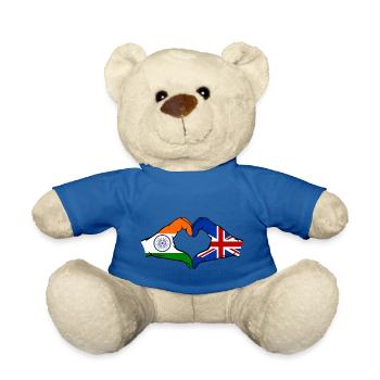 India Great Britain Flag Hands Heart Shape - Teddy Bear - royal blue - Front