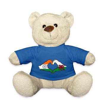 India Wales Flag Hands Heart Shape - Teddy Bear - royal blue - Front