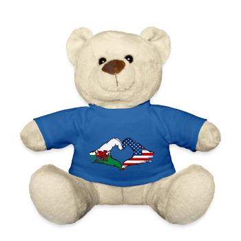 Wales USA flag hands heart shape used - Teddy Bear - royal blue - Front