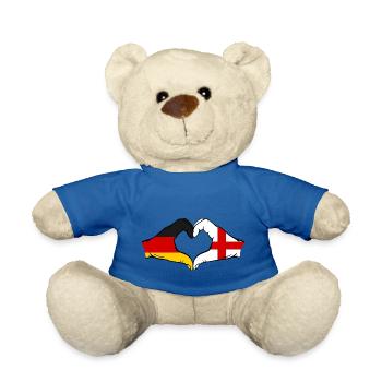 Deutschland England Flagge Haende Herzform - Teddy - Königsblau - Vorne