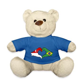 Singapore Brazil Flag Hands Heart Shape - Teddy Bear - royal blue - Front