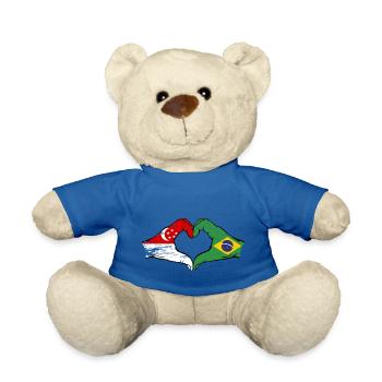 Singapore Brazil Flag Hands Heart Shape Used - Teddy Bear - royal blue - Front