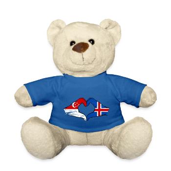 Singapore Iceland flag hands heart shape used - Teddy Bear - royal blue - Front