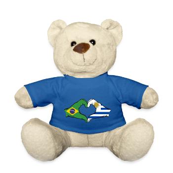 Brazil Uruguay Flag Hands Heart Shape - Teddy Bear - royal blue - Front