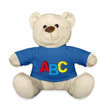 ABC motif, ideal for early school / school enrollment - Teddy Bear - royal blue - Front