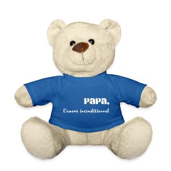T-shirt Papa, l'amour inconditionnel - Nounours - bleu roi - Devant