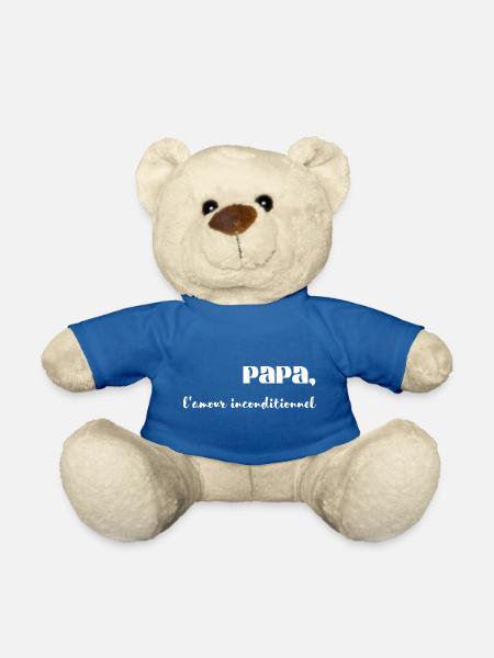 T-shirt Papa, l'amour inconditionnel - Nounours - bleu roi