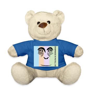 Chimpanzee in Pastel - The intelligent primate - Teddy Bear - royal blue - Front