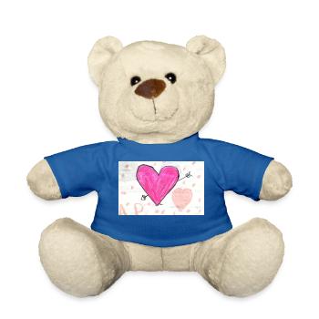 T-shirt coeur - Nounours - bleu roi - Devant