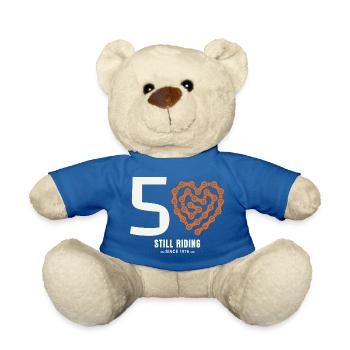 50 Years Bike Still Riding Birthday Gift - Teddy Bear - royal blue - Front