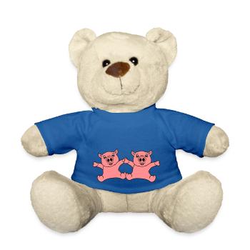 2 freunde team paar sitzend freundlich klein kind - Teddy - Königsblau - Vorne