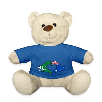 Pakistan Australien Flagge Haende Herz - Teddy - Königsblau - Vorne