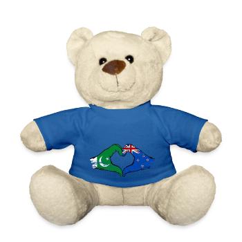Pakistan Neuseeland Flagge Haende Herz - Teddy - Königsblau - Vorne