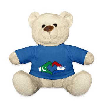 Pakistan Holland Flagge Haende Herzform - Teddy - Königsblau - Vorne