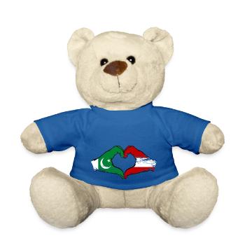 Pakistan Oesterreich Flagge Haende Herz - Teddy - Königsblau - Vorne