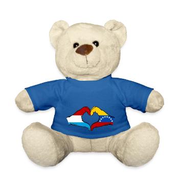 Luxembourg Venezuela Flag Hand Heart Shape - Teddy Bear - royal blue - Front