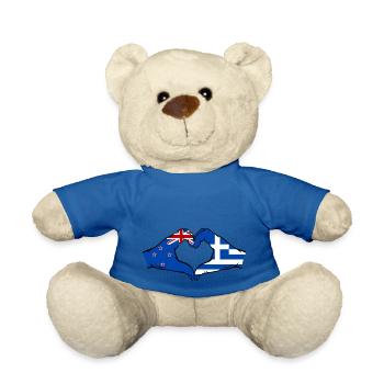 Neuseeland Griechenland Flagge Haende Herzform - Teddy - Königsblau - Vorne