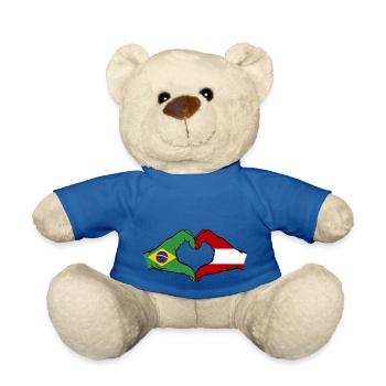 Brazil Austria Flag Hands Heart Shape - Teddy Bear - royal blue - Front