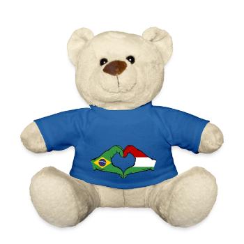 Brazil Hungary Flag Hands Heart Shape - Teddy Bear - royal blue - Front