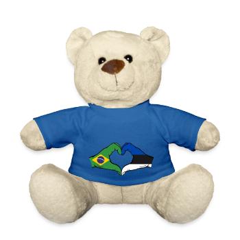 Brasilien Estland Flagge Haende Herzform - Teddy - Königsblau - Vorne