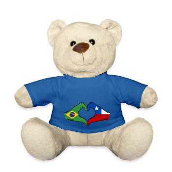 Brazil Chile Flag Hands Heart Shape - Teddy Bear - royal blue - Front