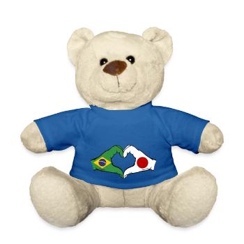 Brazil Japan Flag Hands Heart Shape - Teddy Bear - royal blue - Front