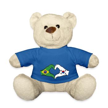 Brazil South Korea Hands Heart Shape - Teddy Bear - royal blue - Front
