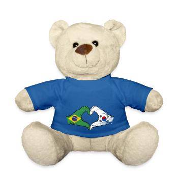 Brazil South Korea hands heart shape used - Teddy Bear - royal blue - Front