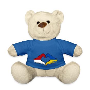 Monaco Ukraine Flag Hand Shape Heart Shape Used - Teddy Bear - royal blue - Front