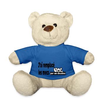 J'ai remplacé les mecs par un doudou - Humour - Nounours - bleu roi - Devant