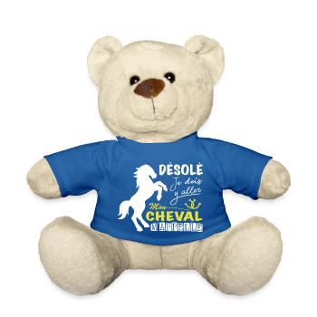 Cheval Shirt • Equitation Cavalier • Poney Cadeaux - Nounours - bleu roi - Devant