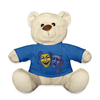 Theater Comedy Tragedy Masks - Teddy Bear - royal blue - Front