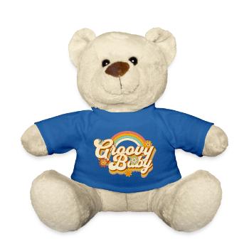 Retro Blumen-Design mit Regenbogen - Teddy - Königsblau - Vorne