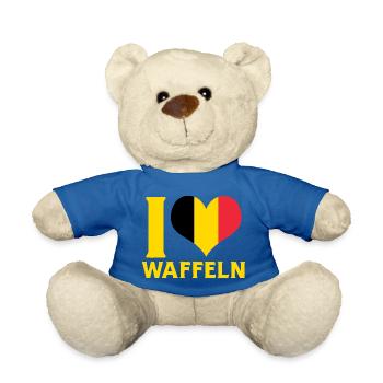 I Love Waffeln Belgium Flag Heart Food Design - Teddy - Königsblau - Vorne