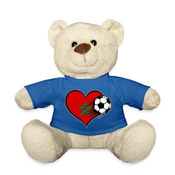 Marokko Flagge Fußball mit Herz - Teddy - Königsblau - Vorne