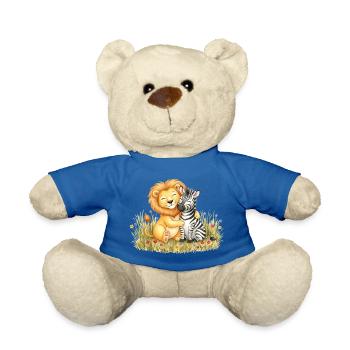 Löwe und Zebra Freundschaft - Teddy - Königsblau - Vorne
