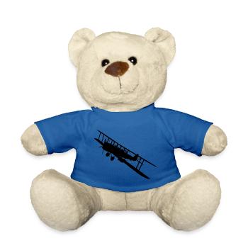 Avion biplan de 1915 - Nounours - bleu roi - Devant