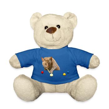 SNOOKER CAT - CAT PLAYING SNOOKER - POOL BILLIARDS - Teddy Bear - royal blue - Front