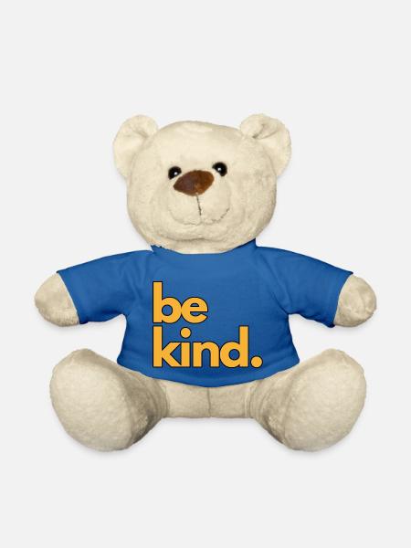 Be Kind Yellow Lettering - Teddy Bear - royal blue