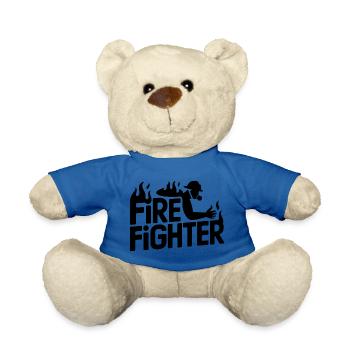 Fire fighter - Cool Hero Logo - Teddy Bear - royal blue - Front